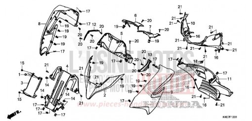 GAINE DE PROTECTION AVANT/TABLEAU DES COMPTEURS (NSS125ADK) NSS125ADK de 2020